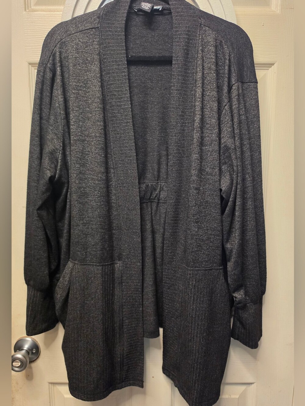 Joan Vass NY Dark Gray Open Front Long Cardigan